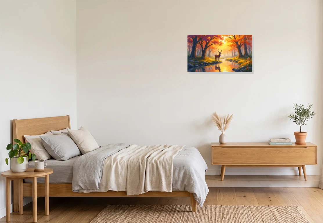 Bedroom mockup with artwork
