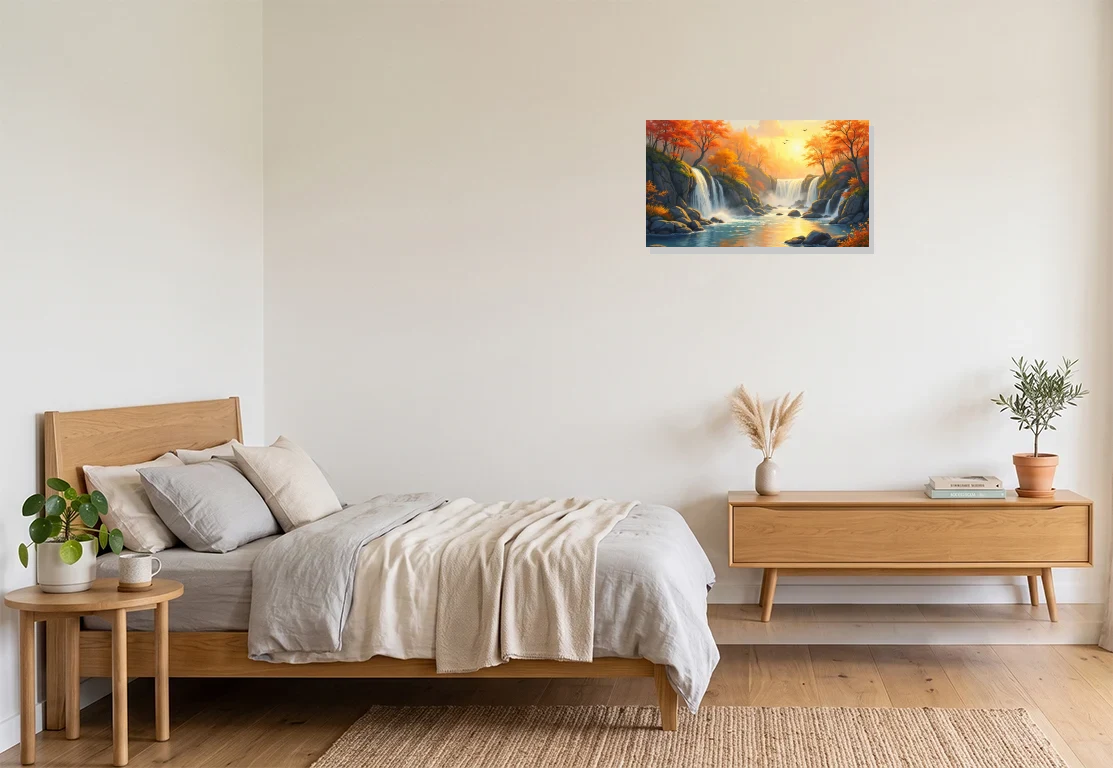 Bedroom mockup with artwork