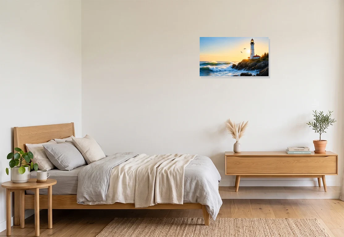 Bedroom mockup with artwork
