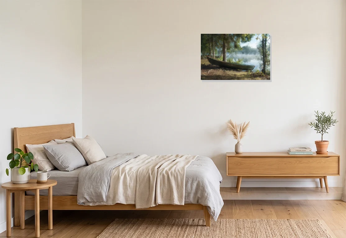 Bedroom mockup with artwork