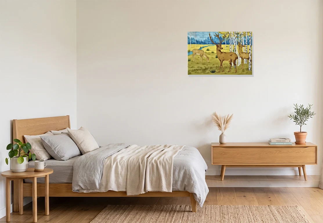 Bedroom mockup with artwork