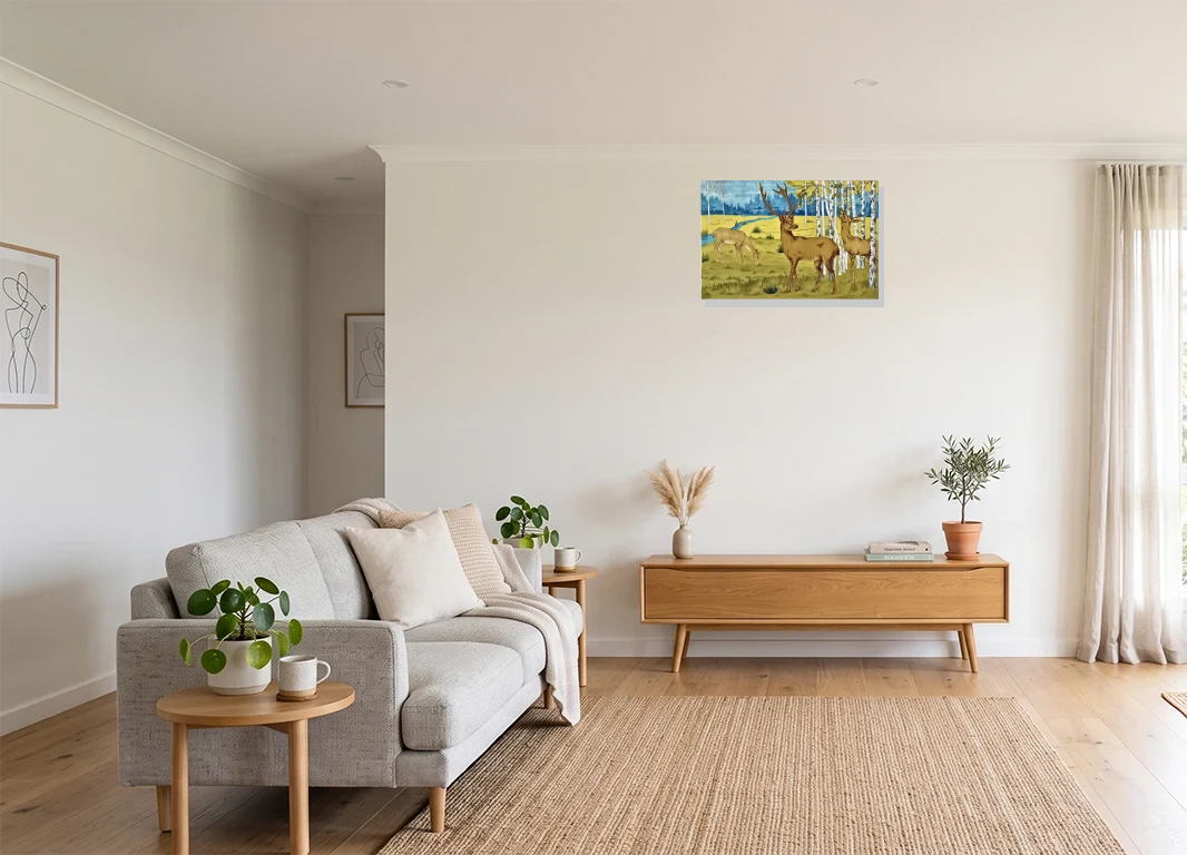 Office mockup with artwork