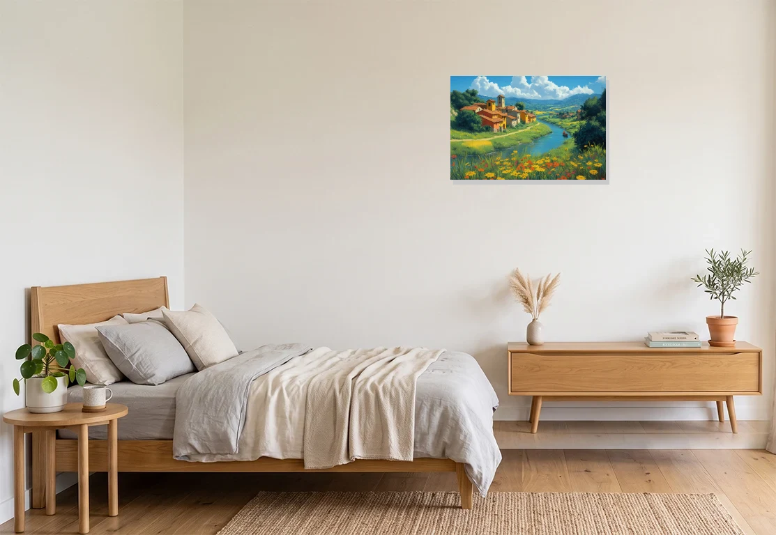 Bedroom mockup with artwork
