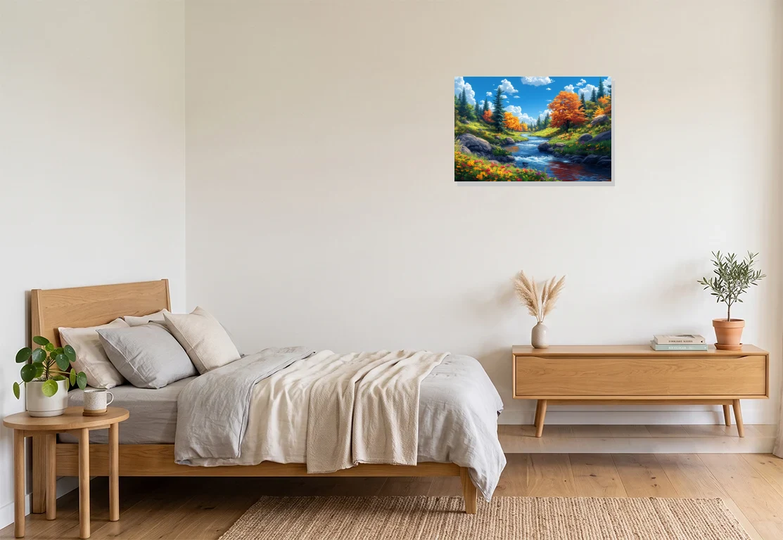 Bedroom mockup with artwork