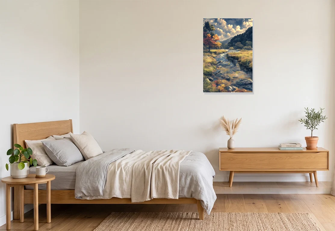 Bedroom mockup with artwork