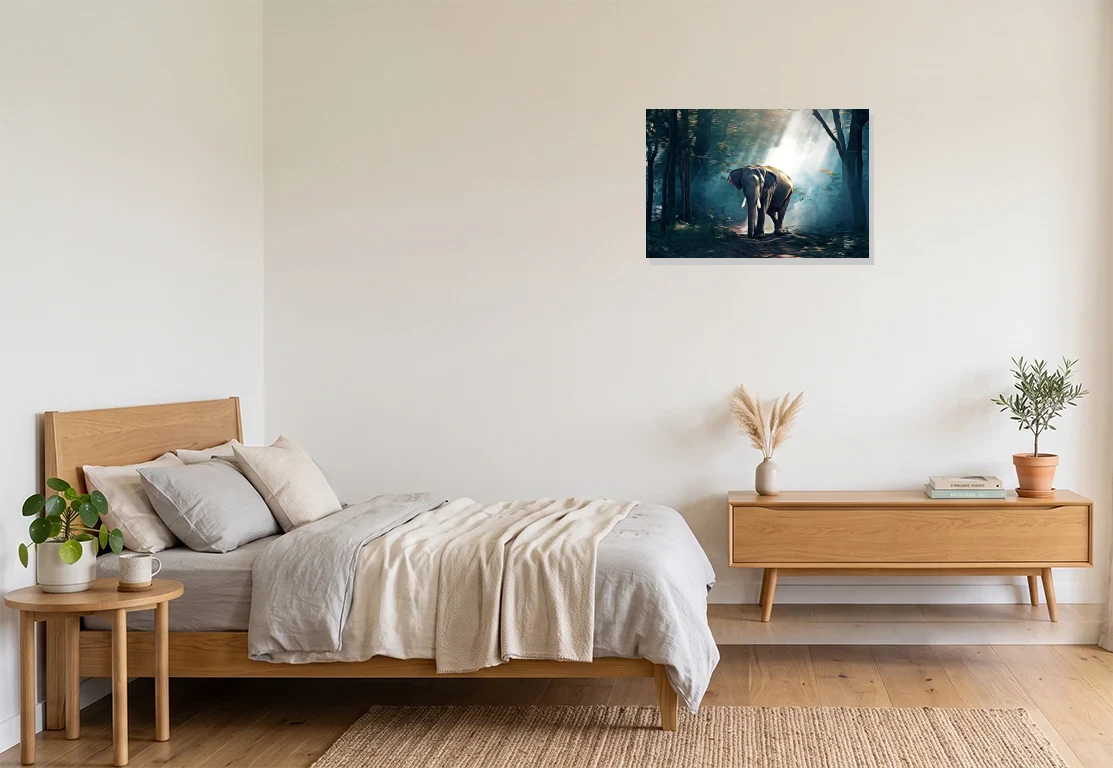 Bedroom mockup with artwork