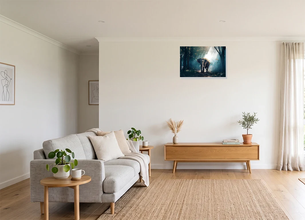 Office mockup with artwork