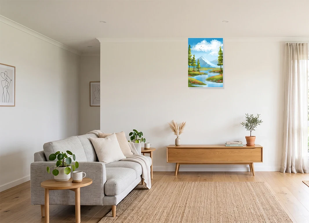 Office mockup with artwork