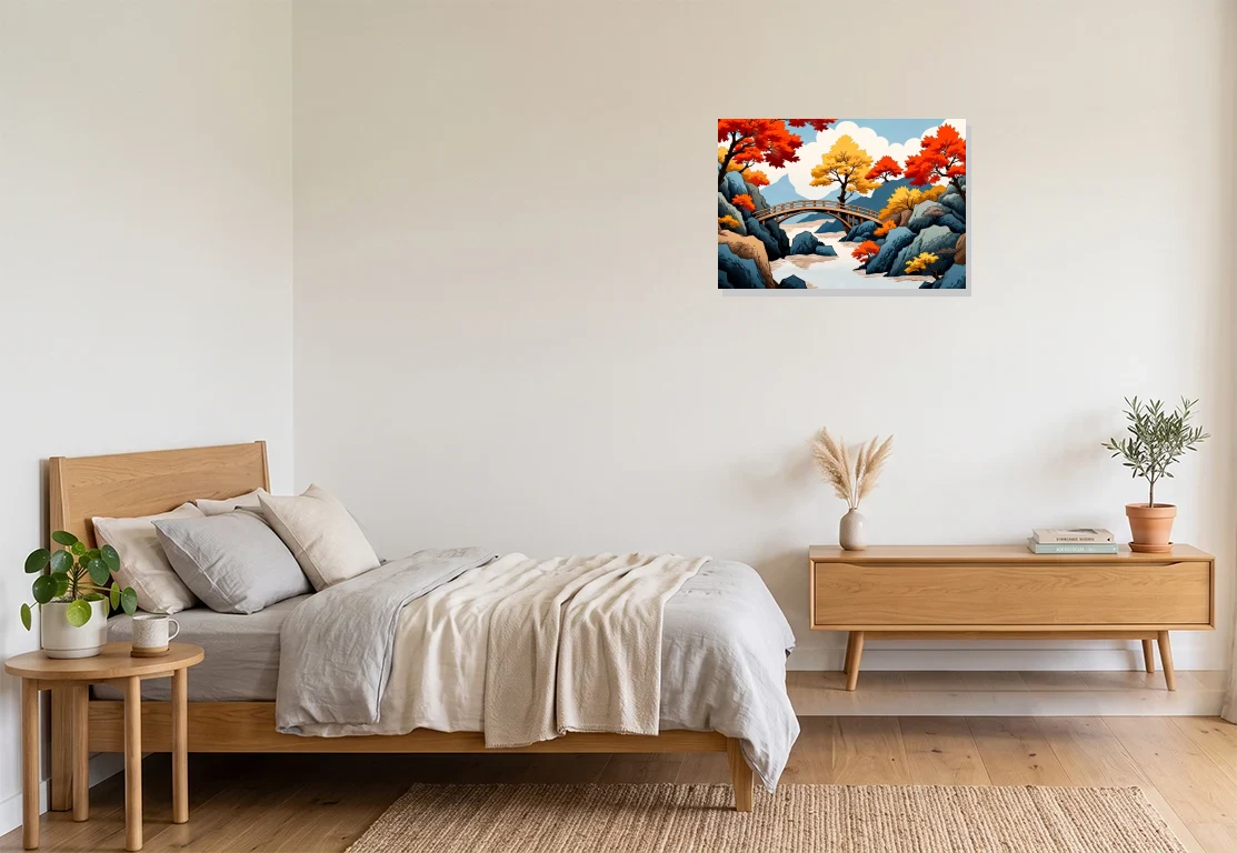Bedroom mockup with artwork