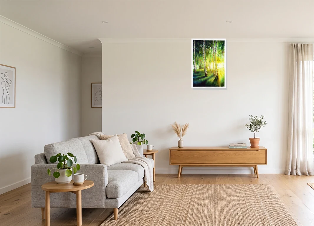 Office mockup with artwork