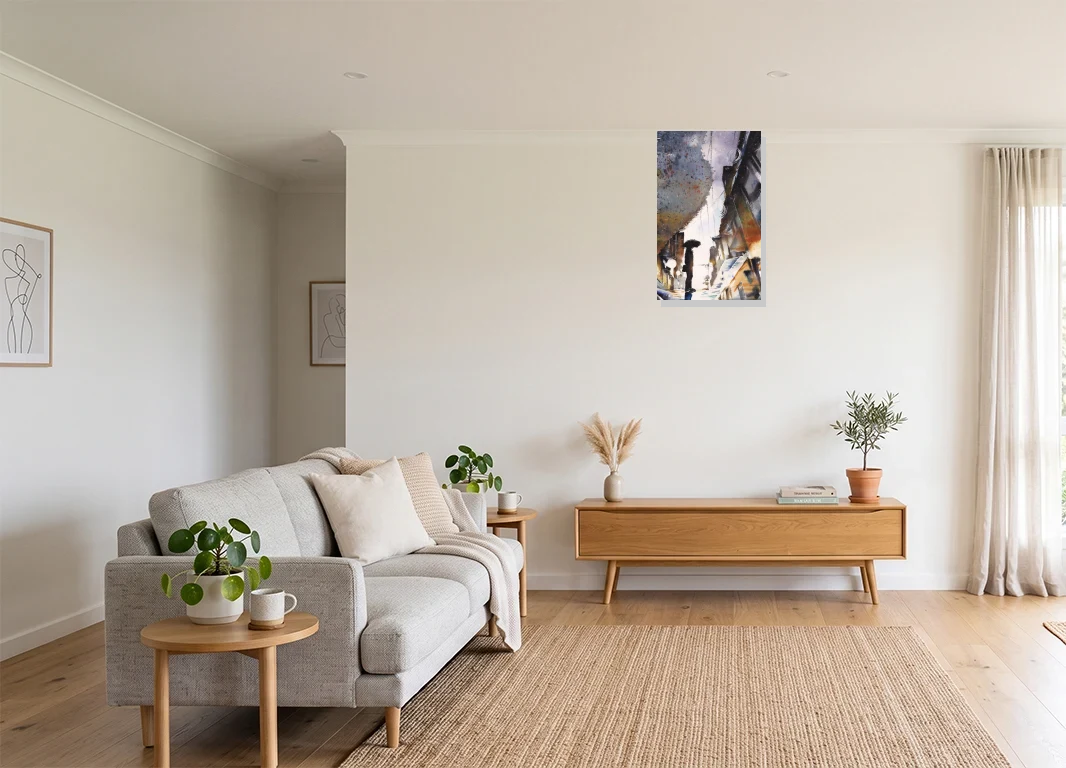 Office mockup with artwork