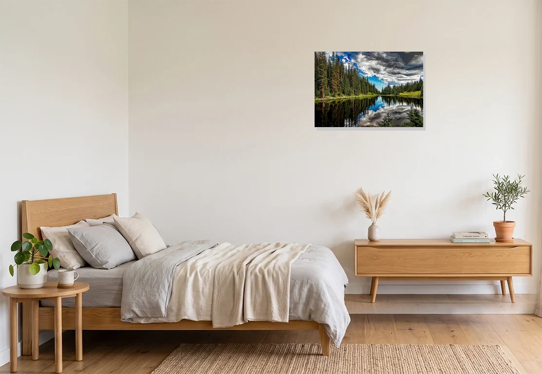 Bedroom mockup with artwork