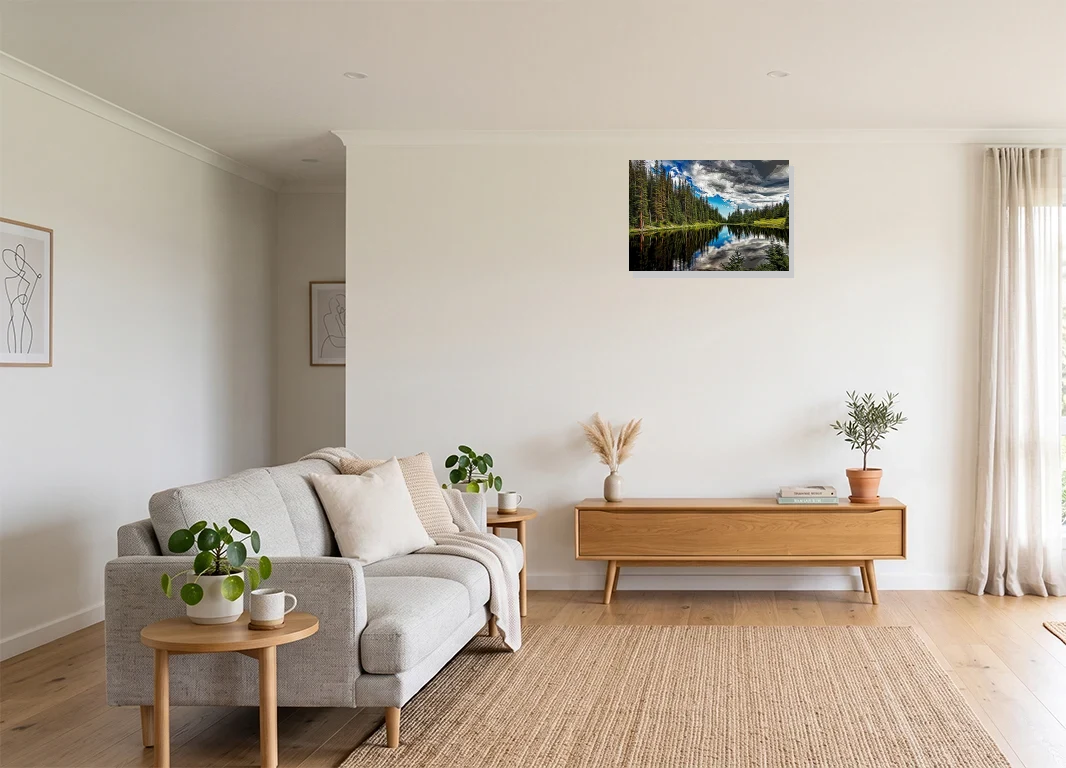 Office mockup with artwork