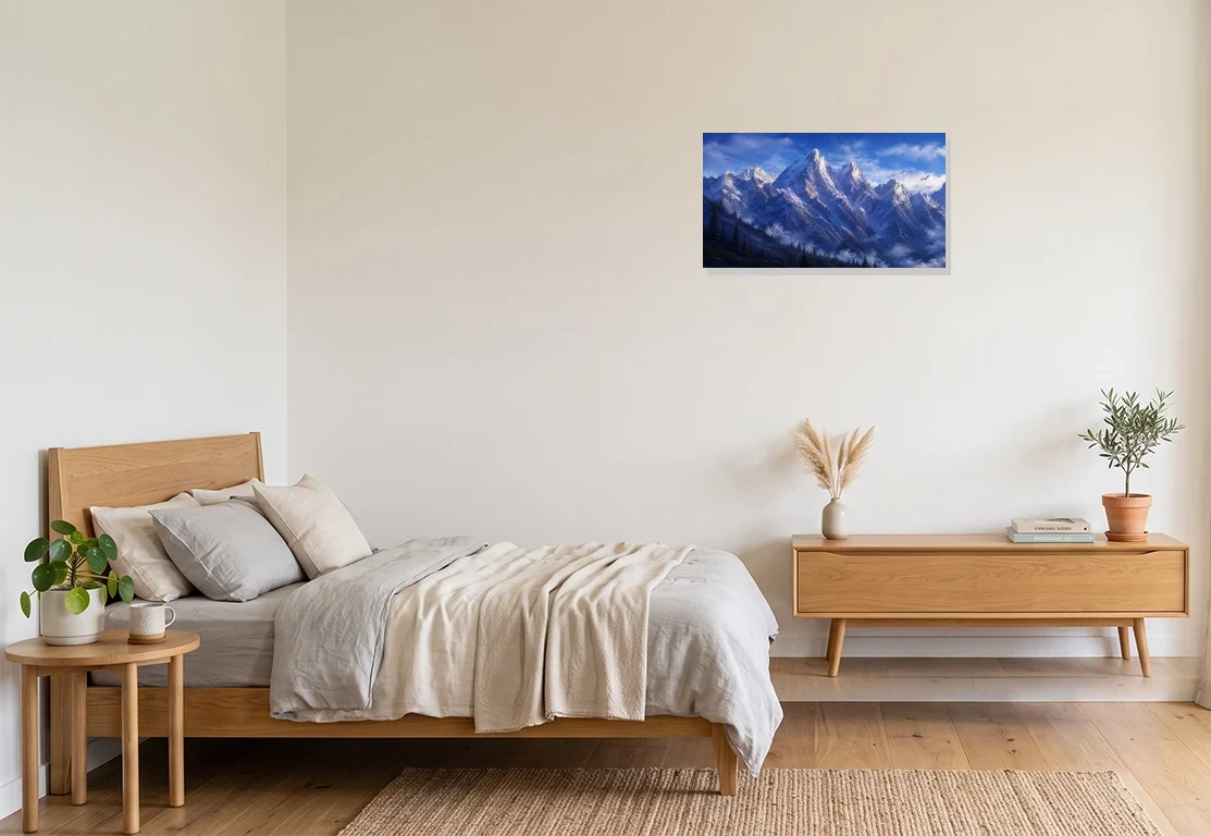 Bedroom mockup with artwork