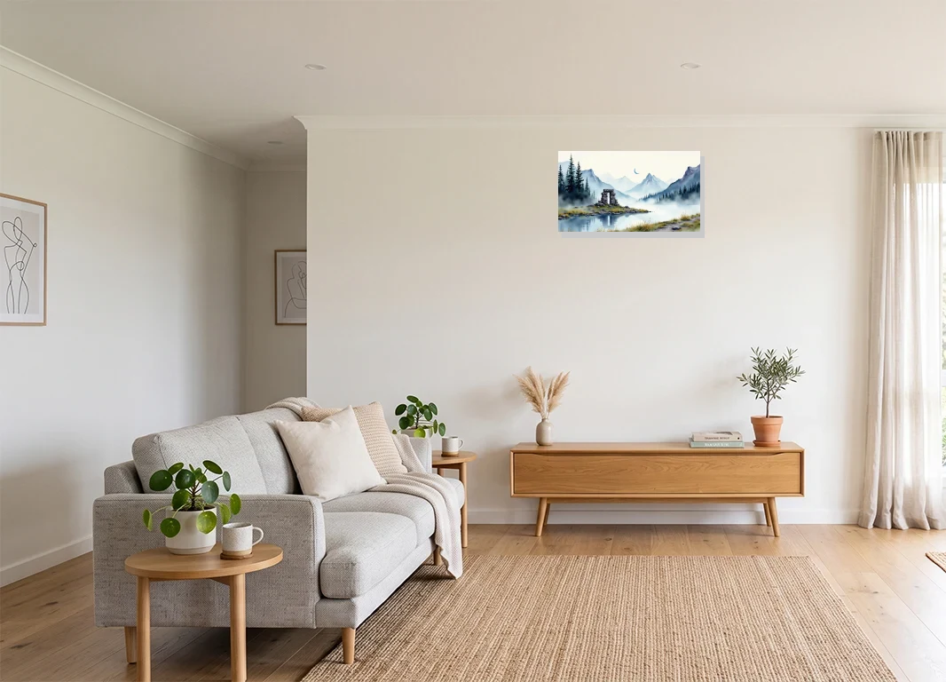 Office mockup with artwork