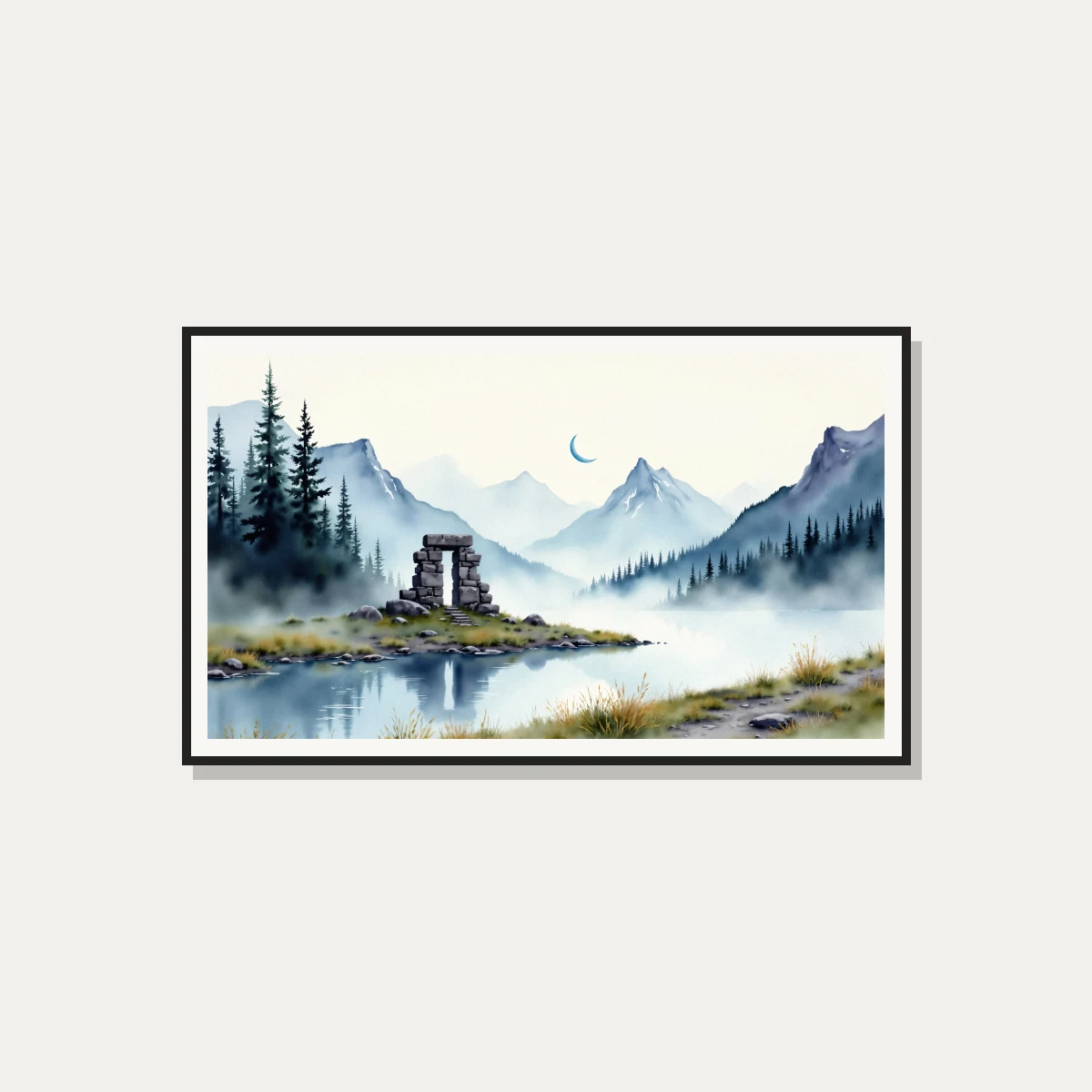 Mystical Stone Arch Mountain Lake — photo frame preview | PrintPosters.in
