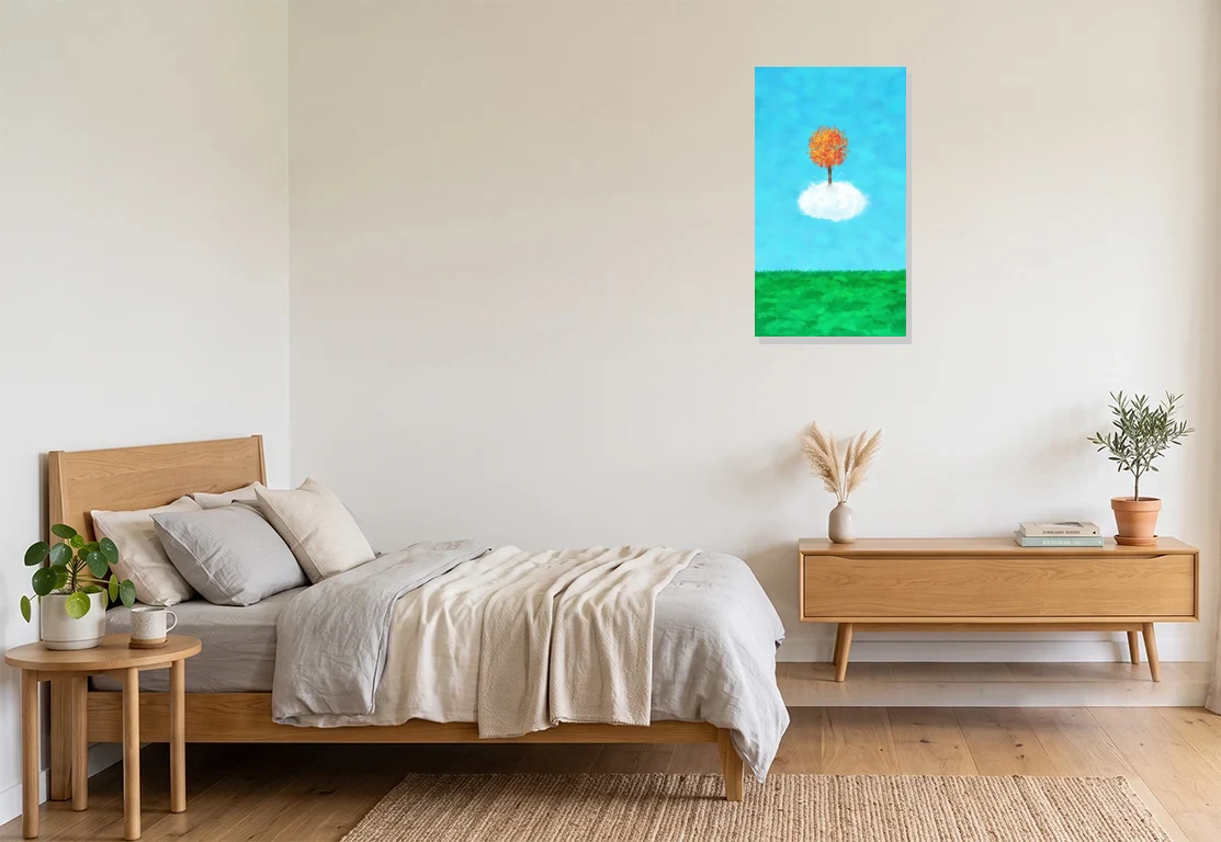 Bedroom mockup with artwork