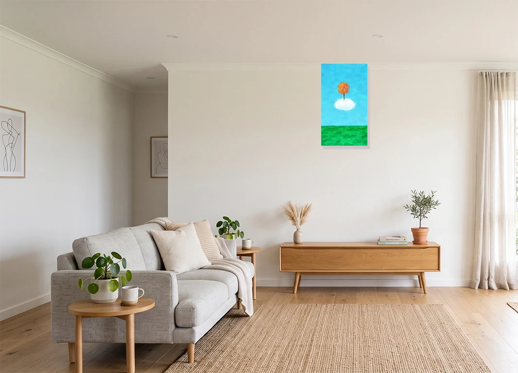Office mockup with artwork