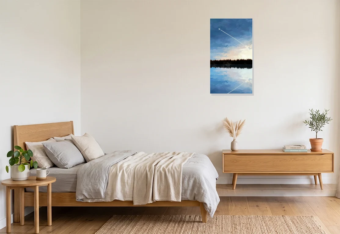 Bedroom mockup with artwork