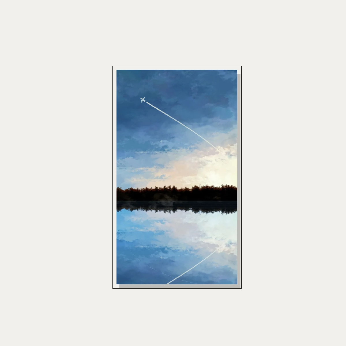 Abstract Sky Reflection Lake Landscape Canvas wall art print — floater frame preview | PrintPosters.in