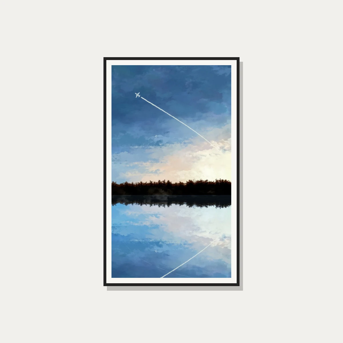 Abstract Sky Reflection Lake Landscape Canvas wall art print — photo frame preview | PrintPosters.in