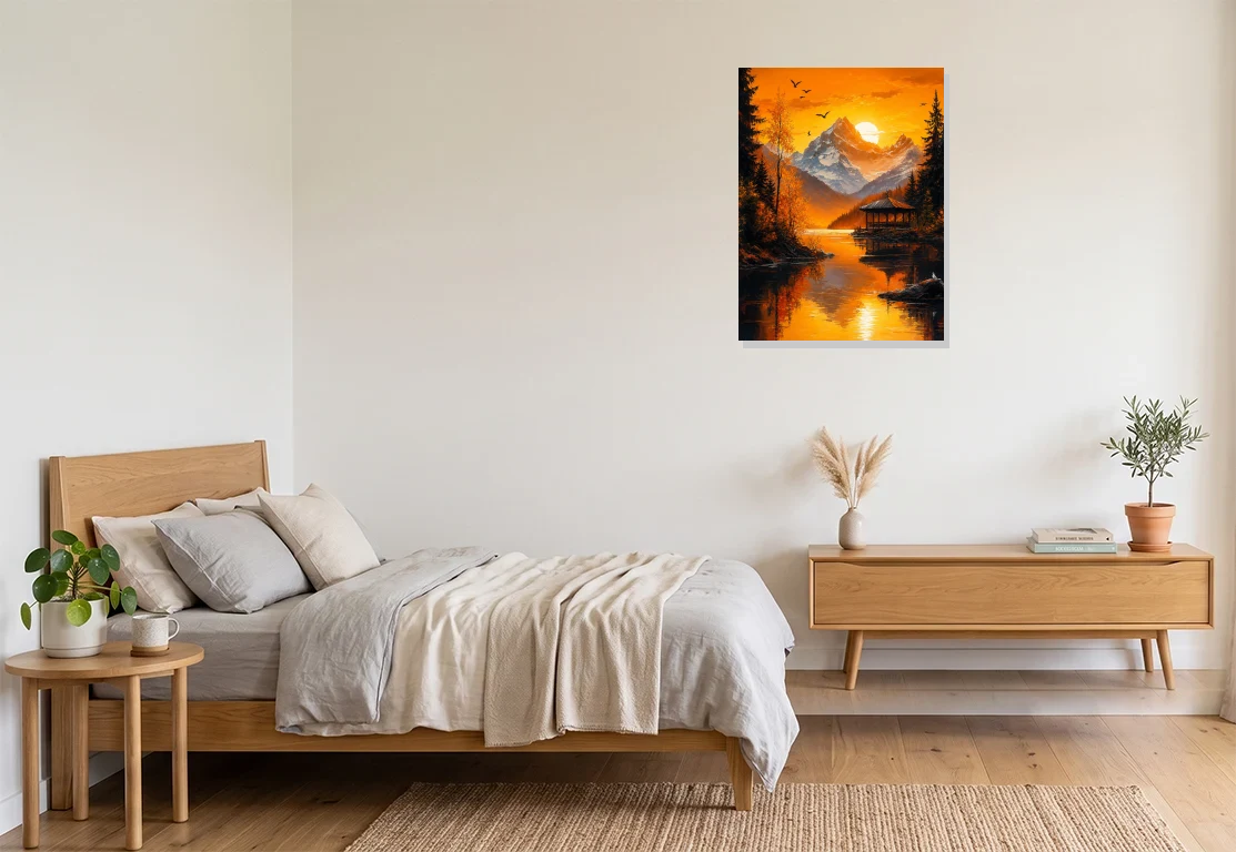 Bedroom mockup with artwork