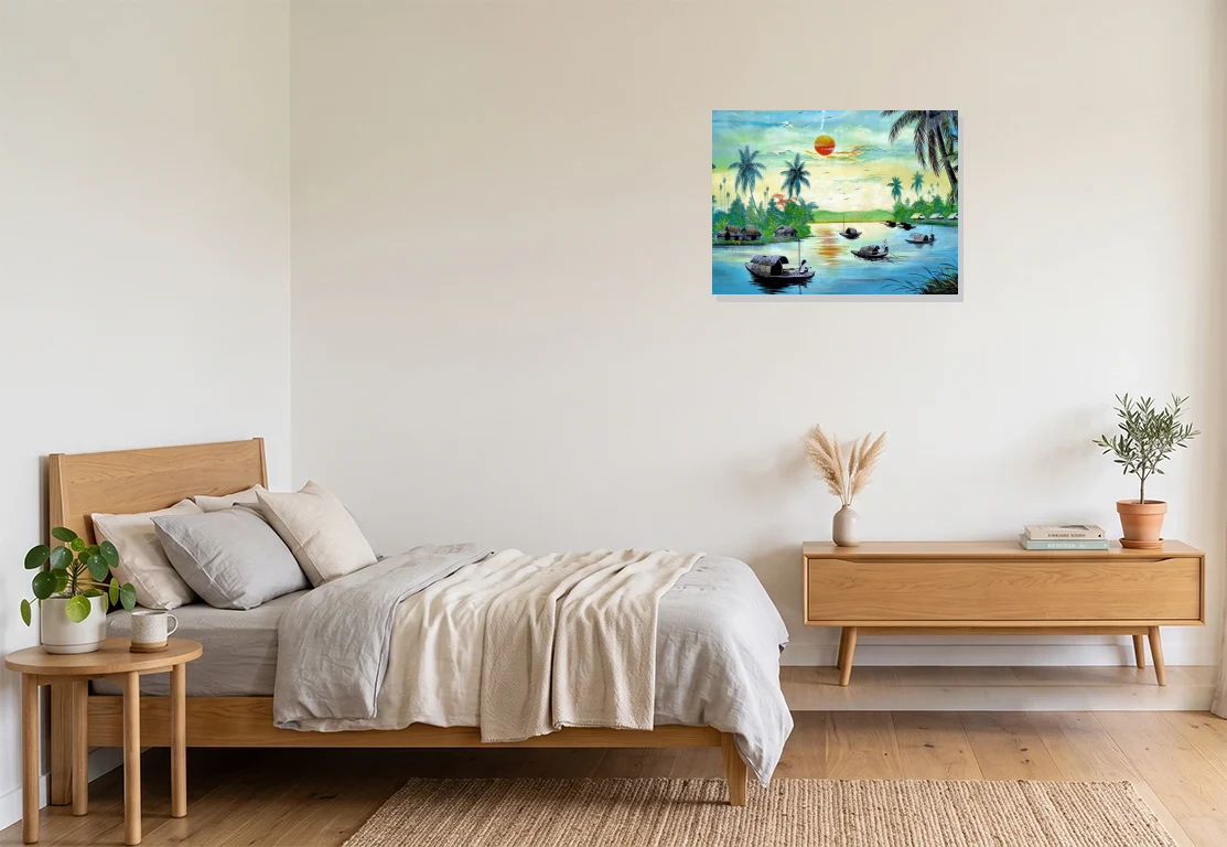 Bedroom mockup with artwork