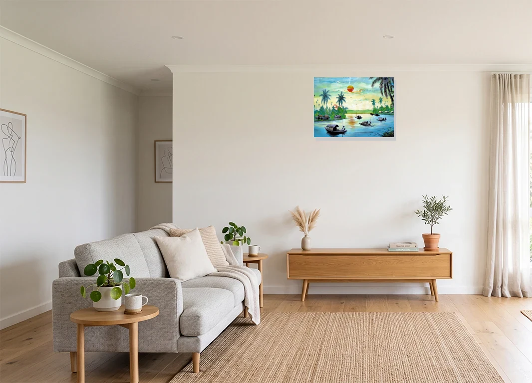 Office mockup with artwork