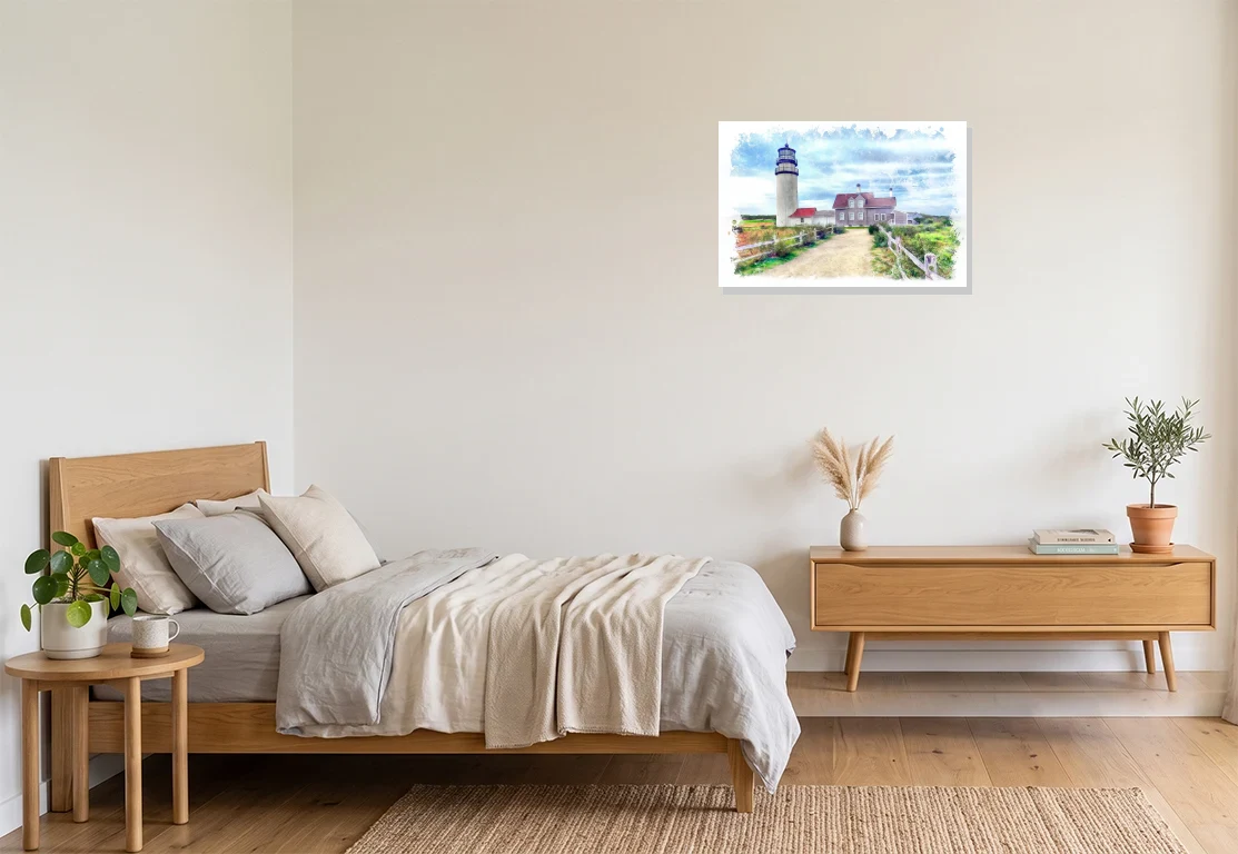 Bedroom mockup with artwork