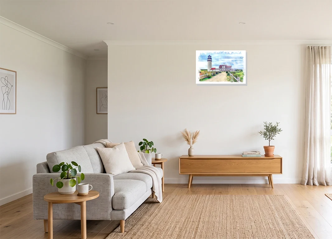 Office mockup with artwork