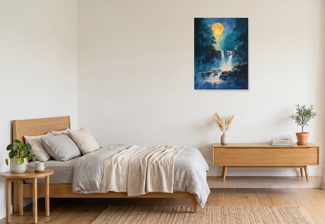 Bedroom mockup with artwork
