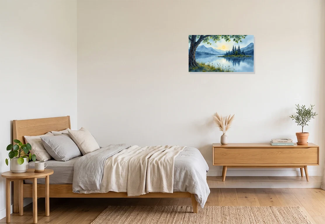 Bedroom mockup with artwork