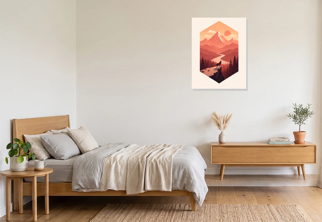 Bedroom mockup with artwork