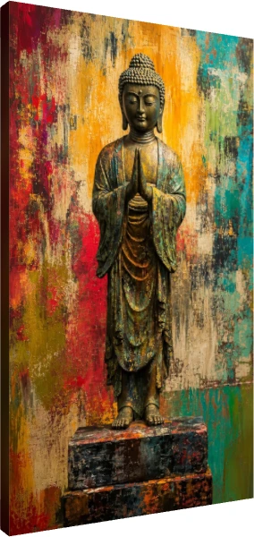 Standing Bronze Buddha Abstract Background Canvas wall art print | PrintPosters.in