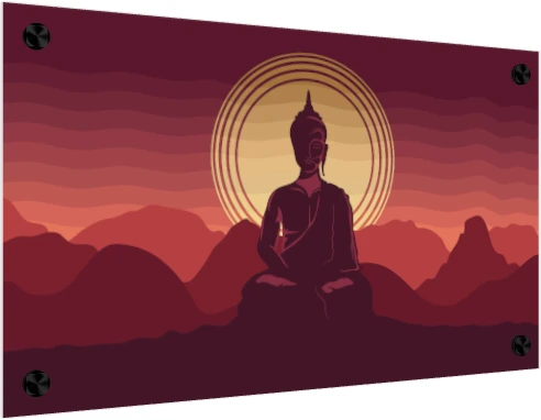 Sunset Buddha Silhouette Vector Canvas wall art print — acrylic preview | PrintPosters.in