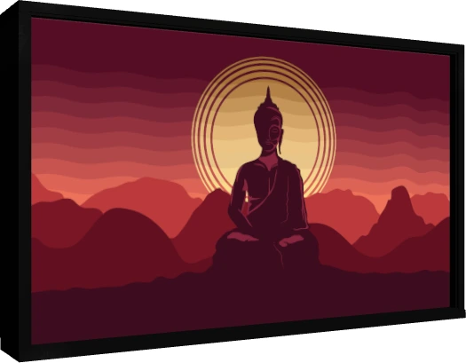 Sunset Buddha Silhouette Vector Canvas wall art print — floater frame preview | PrintPosters.in