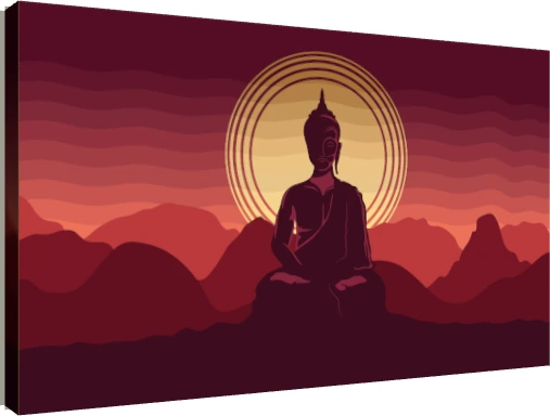 Sunset Buddha Silhouette Vector Canvas wall art print | PrintPosters.in