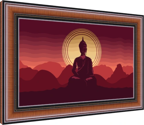 Sunset Buddha Silhouette Vector Canvas wall art print — photo frame preview | PrintPosters.in