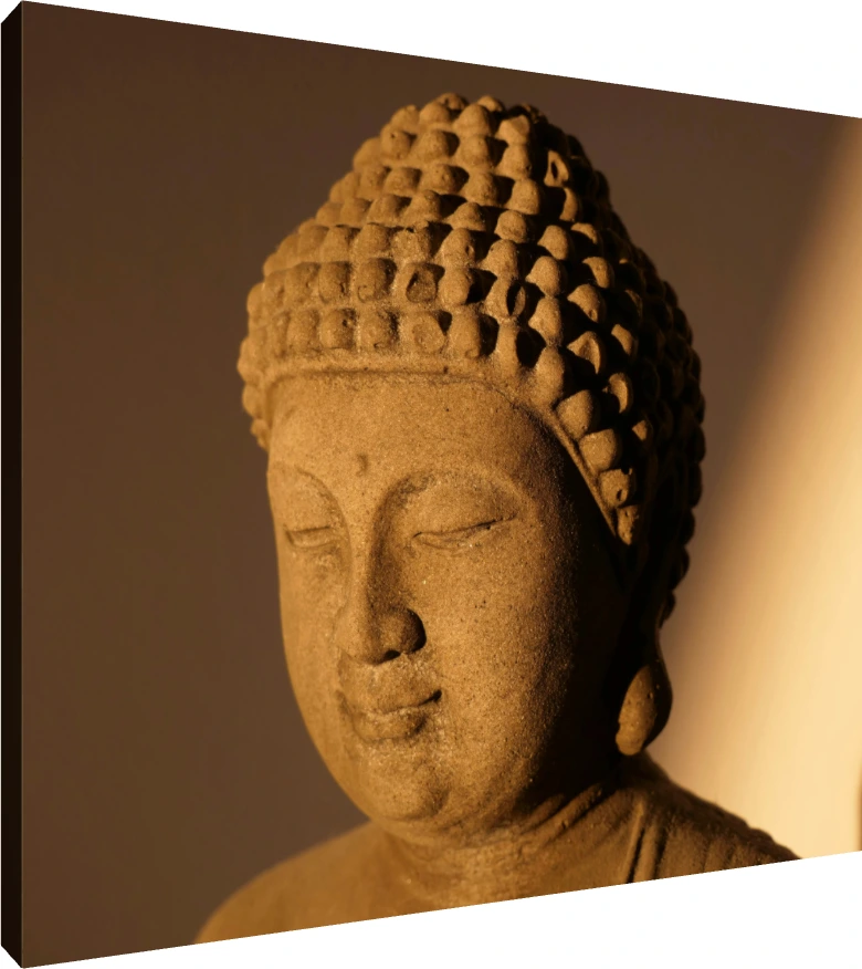 Warm Lit Stone Buddha Head Canvas | PrintPosters.in