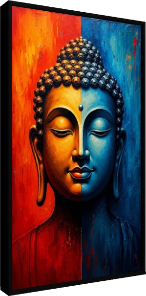 Abstract Duality Buddha Face Canvas Art wall art print — floater frame preview | PrintPosters.in