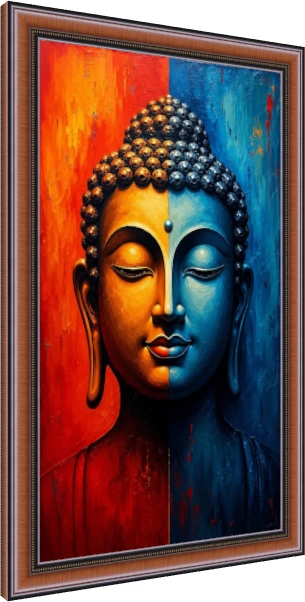 Abstract Duality Buddha Face Canvas Art wall art print — photo frame preview | PrintPosters.in