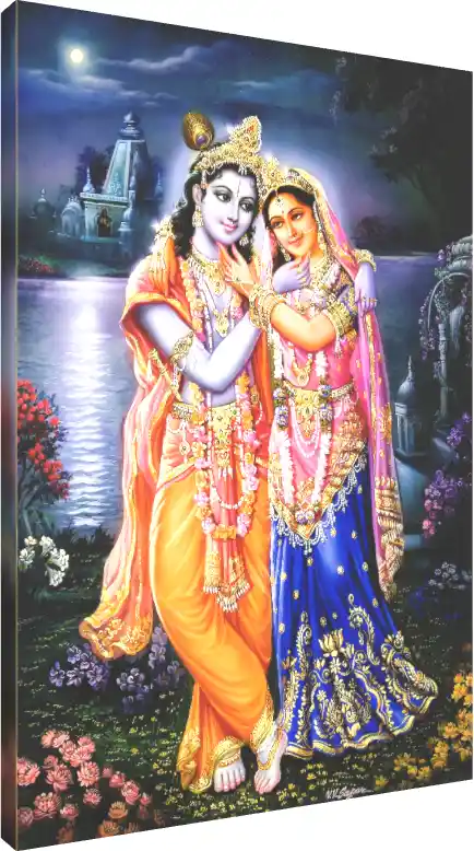 Radha Krishna Evening at Lake Print wall art print | PrintPosters.in