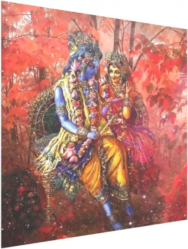 Divine Radha Krishna Portrait Canvas — acrylic preview | PrintPosters.in