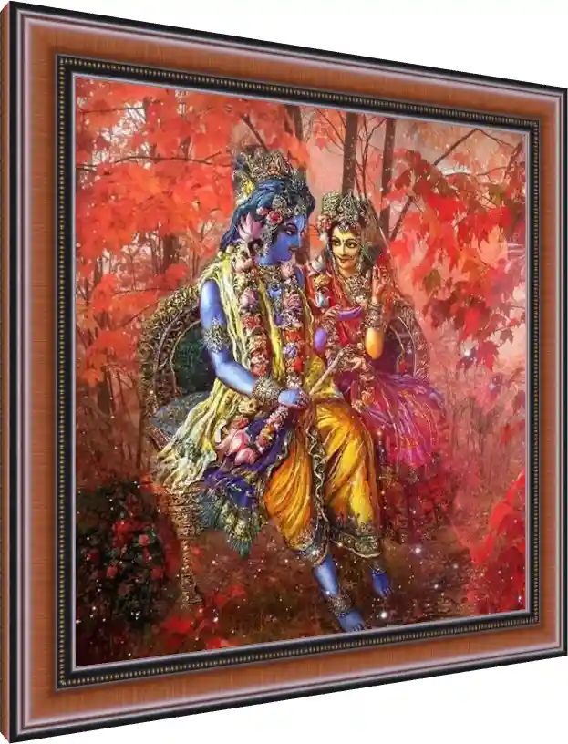 Divine Radha Krishna Portrait Canvas — photo frame preview | PrintPosters.in