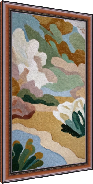 Abstract artwork featuring contoured organic shapes in sage green, terracotta, mustard ochre, dusty pink, and sky blue. — photo frame preview | PrintPosters.in