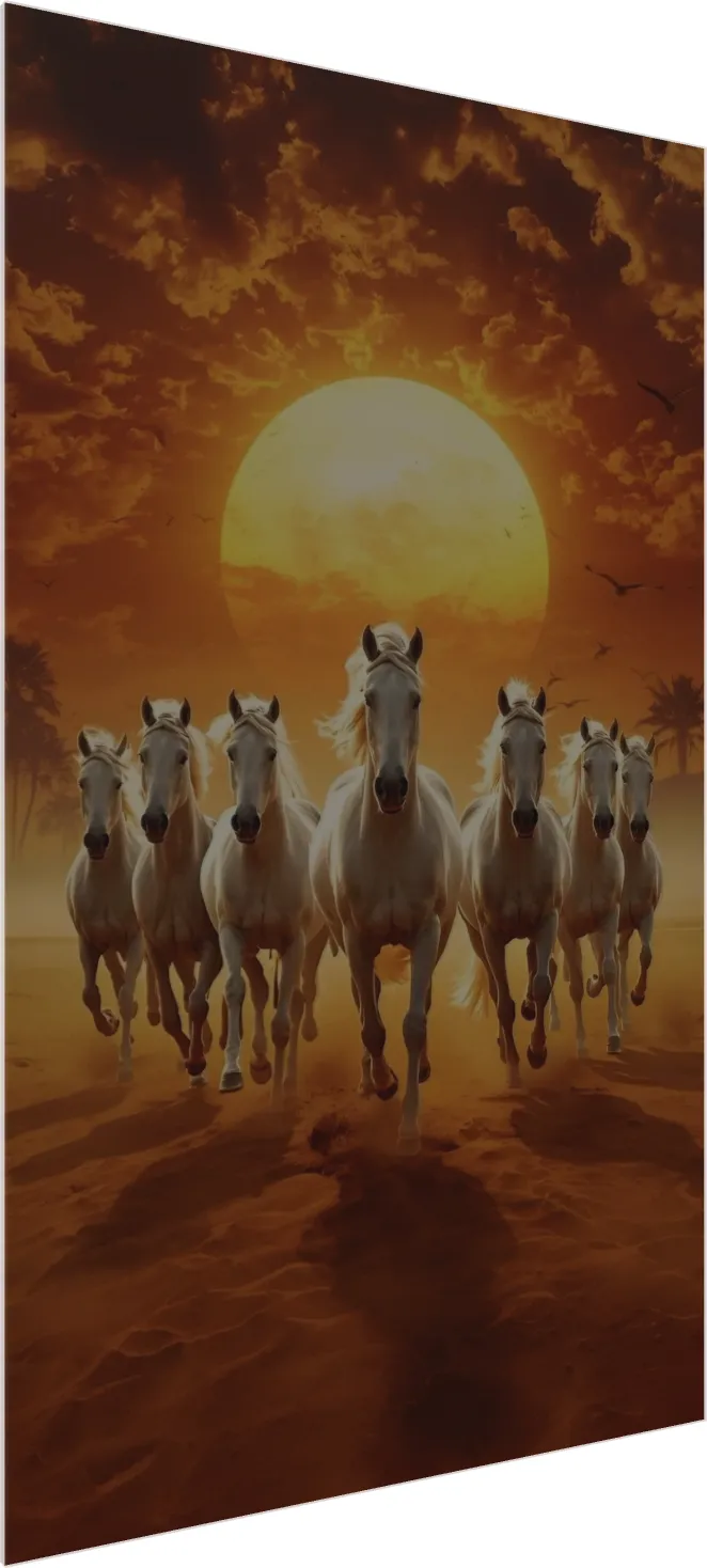 Vastu Seven Running Horses Print — acrylic preview | PrintPosters.in