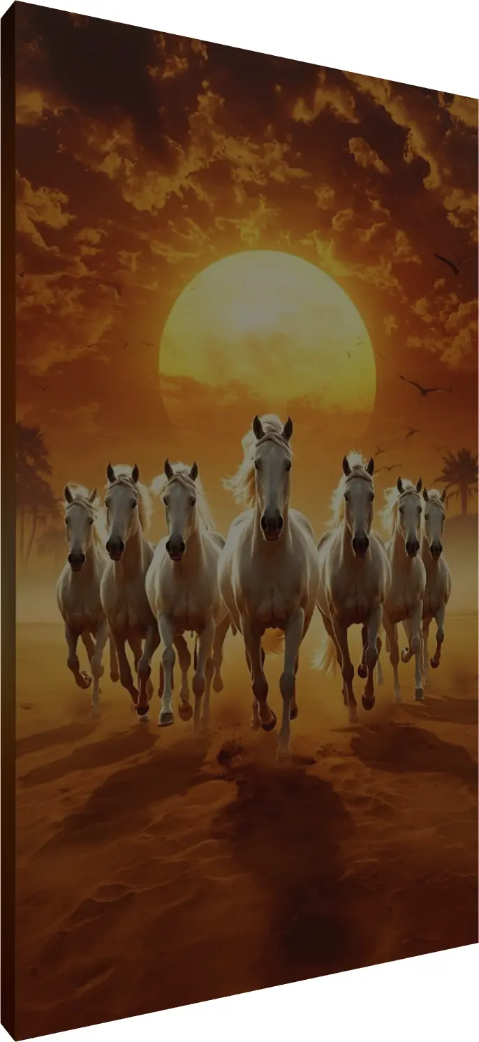 Vastu Seven Running Horses Print | PrintPosters.in