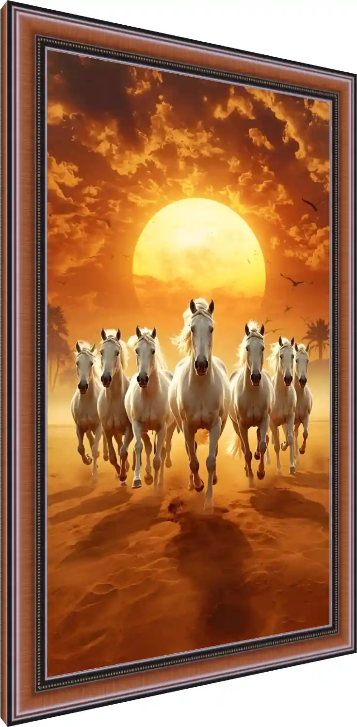 Vastu Seven Running Horses Print — photo frame preview | PrintPosters.in
