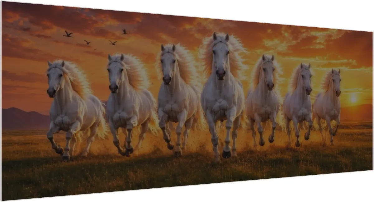 Ultra HD Seven Running Horses Panoramic Print — acrylic preview | PrintPosters.in