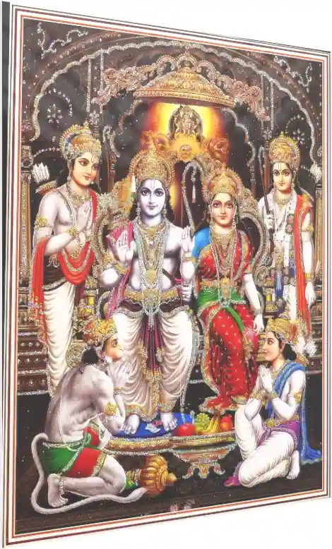 Majestic Ram Darbar Portrait Wall Art — acrylic preview | PrintPosters.in